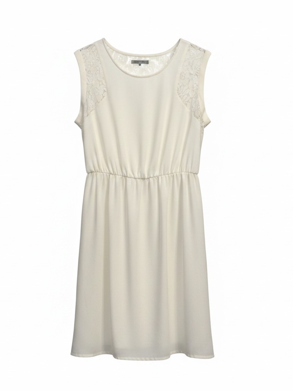 Elegant Cream Sleeveless Dress with Lace Accents